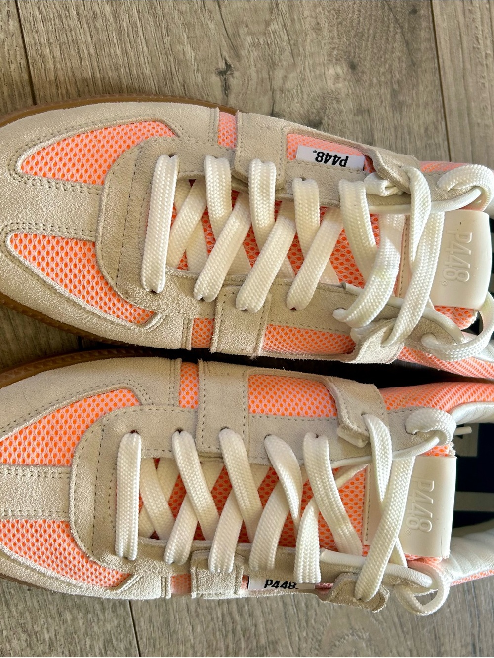 P448 Women’s Peach Mesh and Beige Suede Sneakers
